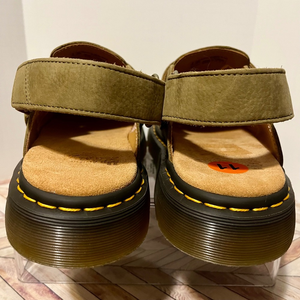 Dr Martens Jorge II Tumbled Nubuck Muted Olive Leather M 10 W 11 Slingback Mules - Picture 5 of 11